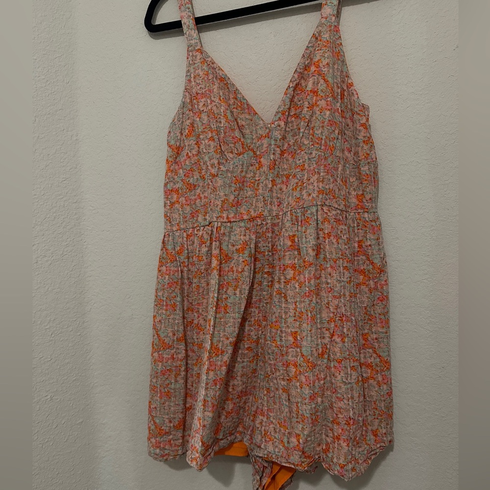 AE orange floral romper